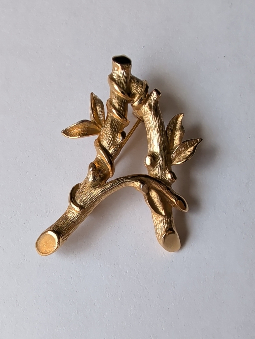 Sarah Coventry Gold Tone Branch and Leaf Letter A Brooch